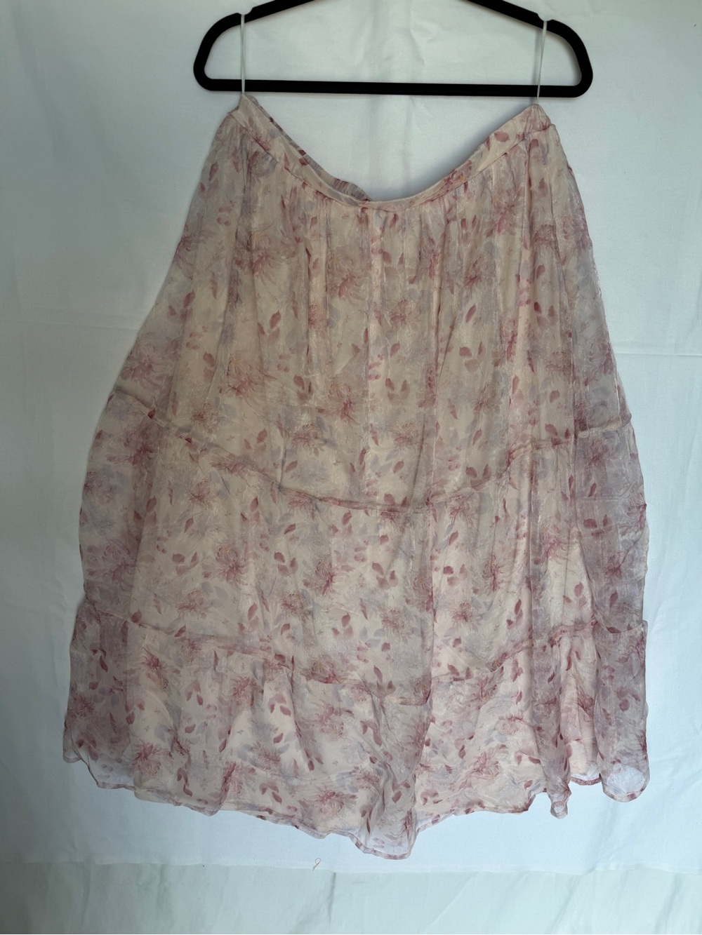 Polagram Floral Maxi Skirt in Light Pink and Cream